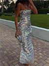 Luxury Women Cocktail Dress Sequins Sleeveless Split Sling Backless Glitter Vestidos Sexy Slim Celebrity Evening Party Dresses