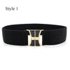 Women'S Elastic Wide Belt Golden Leaves Waist Belt Buckle Female Dress Coat Sweater Decorative Waistbands Fashion Cummerbands