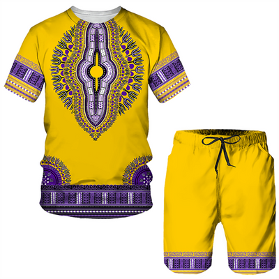 Fashion Funny Harajuku Summer Clothes For Men Leisure O-neck Short Sleeve Tees Set Outdoor Sports Top Shorts 2 Piece Outfit Sets