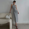 Summer Back Hollow Out Vest Dresses Women Sexy Hot Girl Casual Bodycon Mid-Length Dress Streetwear Vestidos De Verano Mujer 2022