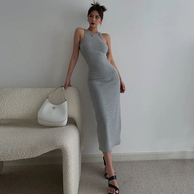 Summer Back Hollow Out Vest Dresses Women Sexy Hot Girl Casual Bodycon Mid-Length Dress Streetwear Vestidos De Verano Mujer 2022