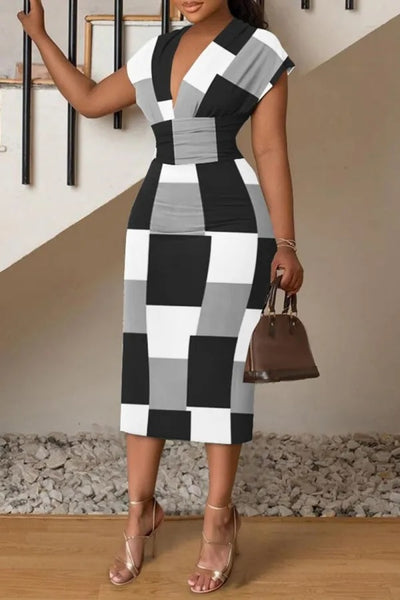 Summer Fashion Solid Tassel Dress Women Sexy V-neck Short Sleeve Slim  Dress African Women