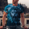 2022 Men's Fashion Animal T-shirt Round Neck Short Sleeve Funny 3D Lion Printed T-shirt