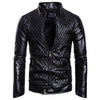 Winter Men's Leather Jacket Motorcycle Leather PU Jacket Korean Fashion Street Dress Men's Red Standing Collar Casual Coat