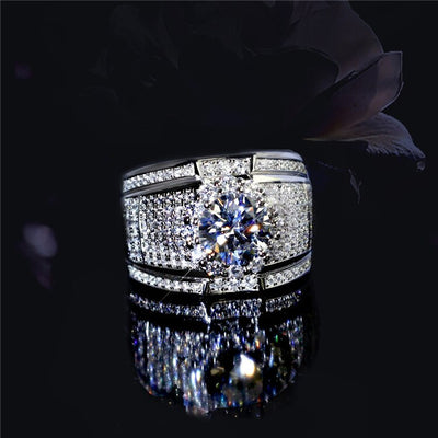 Fashion Boho Ring White Zircon Stone Finger Ring 925 Sterling Silver Vintage Ring for Women&Men Wedding Bands Party Accessories