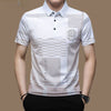 New Summer T Shirts for Men 2023 Short Sleeve Turn-down Collar Letter Printing Button Striped Polo Tees Fashion Pullover Tops