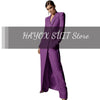 Women's Suits 2 Pieces Elegant Double Breasted Long Coat Women Slim Fit Party Dress Blazer Pants