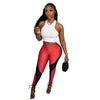 Wishyear Ribbed Knit Tank Top + Patchwork Leggings Set Womens 2 Piece Outfit Set Active Wear Sport Two Piece Set Sweat Suit