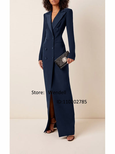 Women Long Jackets Suits Double Breasted Peaked Lapels Slim Fit Tailored Luxury Birthday Party Dresses New in External Clothes