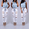 2023 Tall waist dress summer jeans stretch cowboy tight hole and feet nine minutes of pants