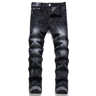 EH·MD® Tie Dyed Geometric Jeans Men's High Pressure Printing Spring Summer Cotton High Elastic Slim Fit Pants 3D Lining Scrape 2