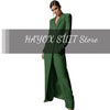 Women's Suits 2 Pieces Elegant Double Breasted Long Coat Women Slim Fit Party Dress Blazer Pants