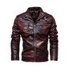 Men's Leather Jacket New Men's PU Coat Motorcycle Suit Plush Leather Coat