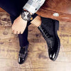 Male Patent Leather Moccasins Shoes High Top Italian Formal Dress Brogue Oxford Wedding Business Shoes Boots 2022