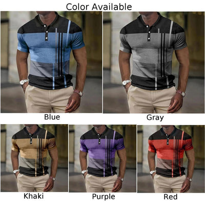 Mens Stripe Slim Button Shirts Short Sleeve Tops Casual Muscle T-Shirt Dress Tee