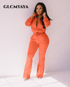 GLCMYAYA 2023 Fashion Women's Set Zipper Up Jacket and Flare Pants Suit Active Wear INS Tracksuit Two 2 Piece Set Fitness Outfit