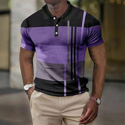 Mens Stripe Slim Button Shirts Short Sleeve Tops Casual Muscle T-Shirt Dress Tee