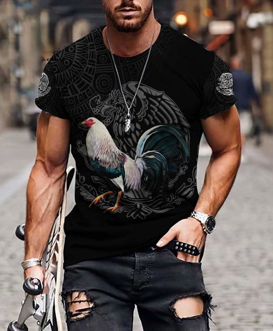 Big Rooster Animal 3D Print T Shirt Men's Loose Short Sleeve O Neck Shirt Oversized Top Summer Dress