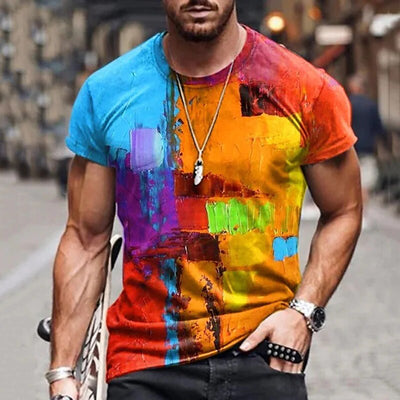 Summer New Men's T-Shirt Top Men's Top Tribal 3D Print Round Neck Holiday Harajuku Short Sleeve 2023 Casual Men's Funny Dress