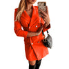 Women Autumn Winter Camel Coat Long Sleeve Solid Color Double Breasted Thin Small Suit Dress Women Double Breasted Coats