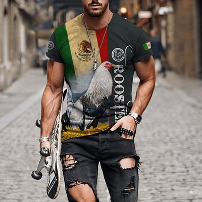 Big Rooster Animal 3D Print T Shirt Men's Loose Short Sleeve O Neck Shirt Oversized Top Summer Dress