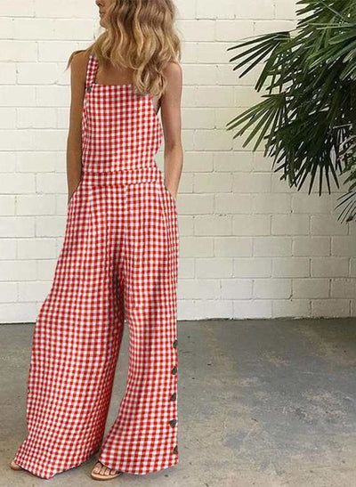 Jump Suits for Women Four-color Polka Dot Wide Leg Pant Length Backless Combinaison Pour Femme Overalls Romper