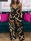 Slip Women Summer 2023 Outfit Wide Leg Pant Jumpsuit Pockets Elegance Party Fashion Women's Bodysuit Print Sleeveless Jump Suit