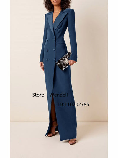 Women Long Jackets Suits Double Breasted Peaked Lapels Slim Fit Tailored Luxury Birthday Party Dresses New in External Clothes