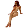 2022 Fashion Sexy Women Jumpsuits Rompers Black Apricot Deep V-Neck Evening Club Bodycon Playsuit Casual Jogging Semmer Dress