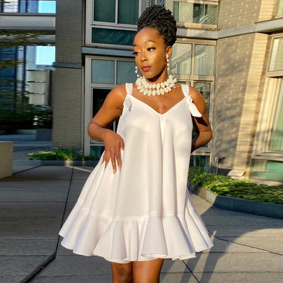 African Dresses For Women High Waist Sleeveless Robe Summer New Fashion Solid Elegant Chic Oversize Office Lady Party Dress