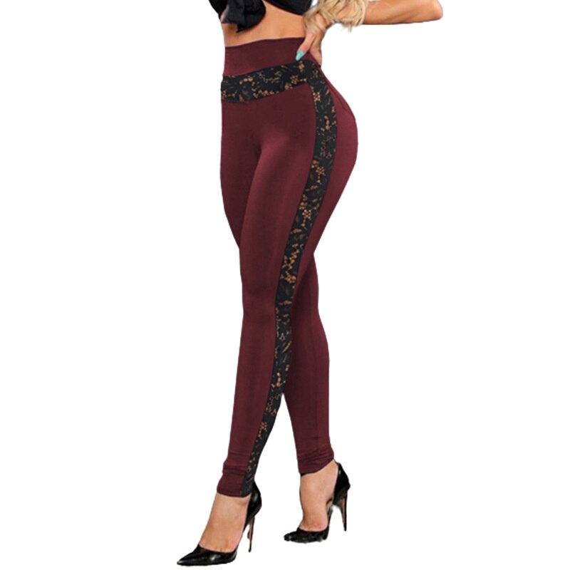 SUJYing New Fashion Spring And Summer 2023 Solid Lace Splice Hip Lifting Sweatpants Yoga Pants Tight Leggings Women's Dress