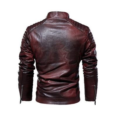 Men's Leather Jacket New Men's PU Coat Motorcycle Suit Plush Leather Coat