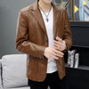 Dress Suit Coat Mens Jackets Lapel Business Leather Jackets Men Pu Blazers Korean Style Slim Fashion Coat Streetwear M-6XL A48