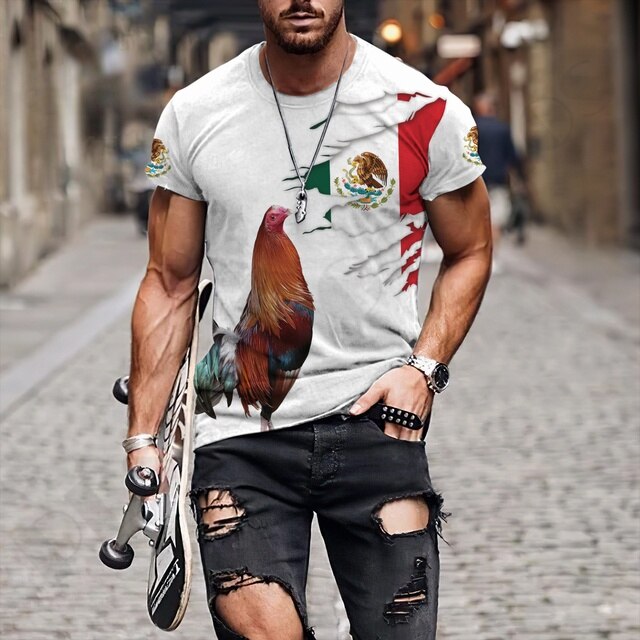 Big Rooster Animal 3D Print T Shirt Men's Loose Short Sleeve O Neck Shirt Oversized Top Summer Dress