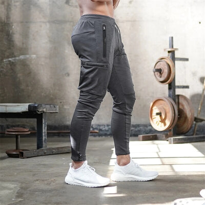 2023 Brand Men's Sports Pants Casual Multi Pocket Zipper Men's Pants Outdoor Solid Color Bodybuilding Pants Street Clothing
