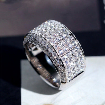 Luxury 925 Sterling Silver Plata Wedding Eternity Rings Zirconia for Men 3ct CZ Crystal Promise Engagement Finger Ring Bague