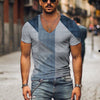 Men's Vintage T-shirt Summer 3d Striped V Neck Short Sleeve Oversized Casual Style Top Breathable Y2k Male Clothing T Shirt 2023