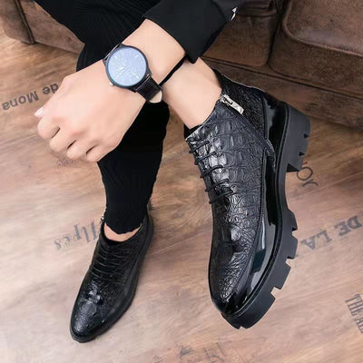 Male Patent Leather Moccasins Shoes High Top Italian Formal Dress Brogue Oxford Wedding Business Shoes Boots 2022