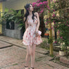 2 Piece Dress Set Women Floral Mini Dress + Casual Blouse Korean Fashion Suits Sweet Clothing Sexy Dress Party Beach 2022 Summer