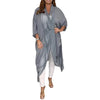 Women s Sheer Chiffon Long Kimono Cardigan Women s Loose Tunic Tops Casual Batwing Sleeve V Neck Solid Color Mesh Dress Sheer