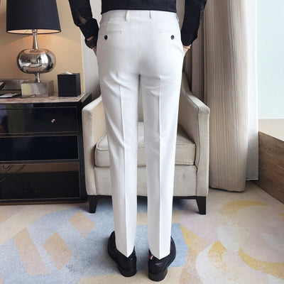 Plus Size 38-28 Spring Summer Ankle Length Mens Suit Pant Pure Color Business Slim Fit Dress Pants Social Party Wedding Trousers