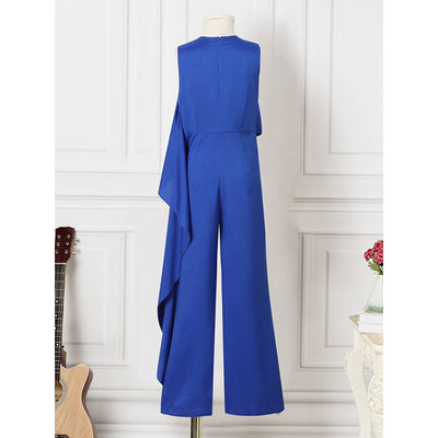 Freeacy New Fashion Female Asymmetric Sleeveless Round-Neck Wide Leg Jumpsuits Summer Casual Going Out Jump Suits For Women