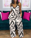 Slip Women Summer 2023 Outfit Wide Leg Pant Jumpsuit Pockets Elegance Party Fashion Women's Bodysuit Print Sleeveless Jump Suit