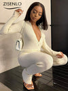 2023 New Autumn Solid Color Threaded Cardigan Jumpsuit Women One-pieces Jump Suits for Women Overalls Bodysuit Female Clothing