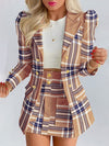 New Spring and Autumn Leisure Fashion Suit Women's Double-breasted Long Sleeve Skirt Suit 2-piece Office Women Dress Skirt Set