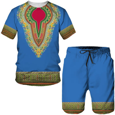 Fashion Funny Harajuku Summer Clothes For Men Leisure O-neck Short Sleeve Tees Set Outdoor Sports Top Shorts 2 Piece Outfit Sets