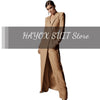 Women's Suits 2 Pieces Elegant Double Breasted Long Coat Women Slim Fit Party Dress Blazer Pants