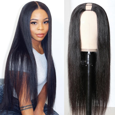 Straight Wigs Cheap U Part Wig Brazilian Human Hair Wigs For Women Virgin Hair Glueless Middle U Shape Wig 180 Density
