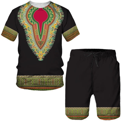 Fashion Funny Harajuku Summer Clothes For Men Leisure O-neck Short Sleeve Tees Set Outdoor Sports Top Shorts 2 Piece Outfit Sets