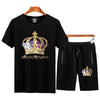 Crown 2023 Men Clothing Rhinestones Sportswear Suits Fitness Short Mens Track Suit Set 2 Pieces Casual Jogger Sets Plus Size 7XL